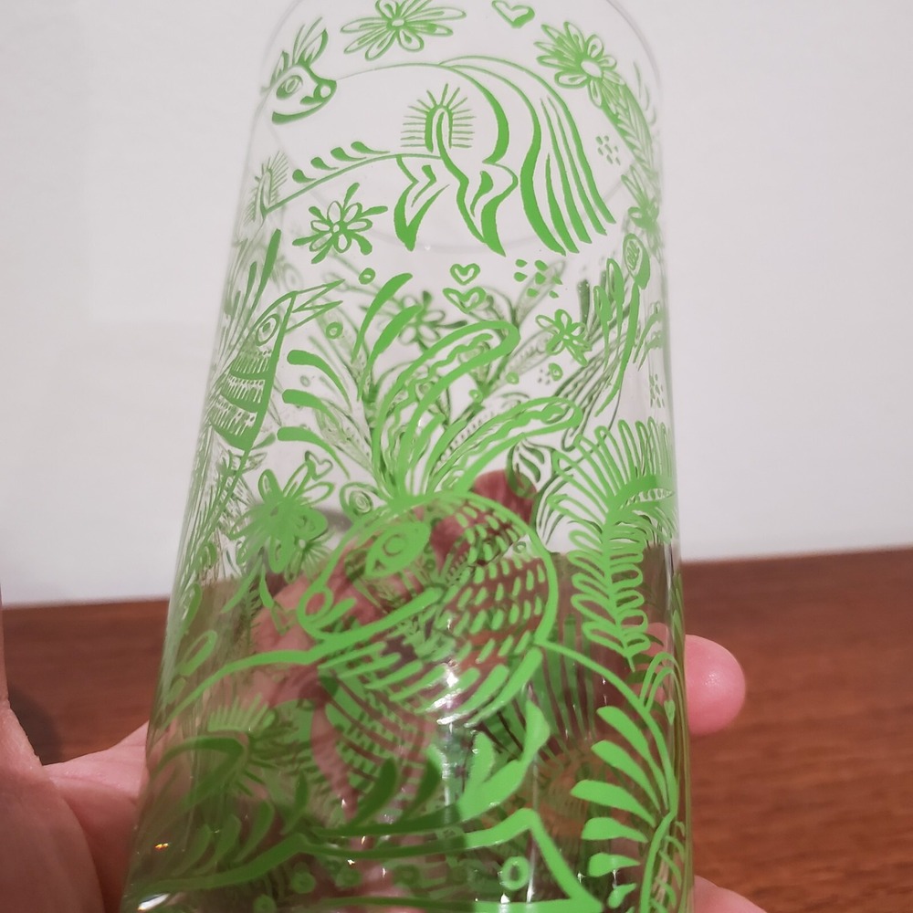 Vintage Glass Tumbler Made In Poland animal and leaf motif 6" tall - Picture 5 of 10